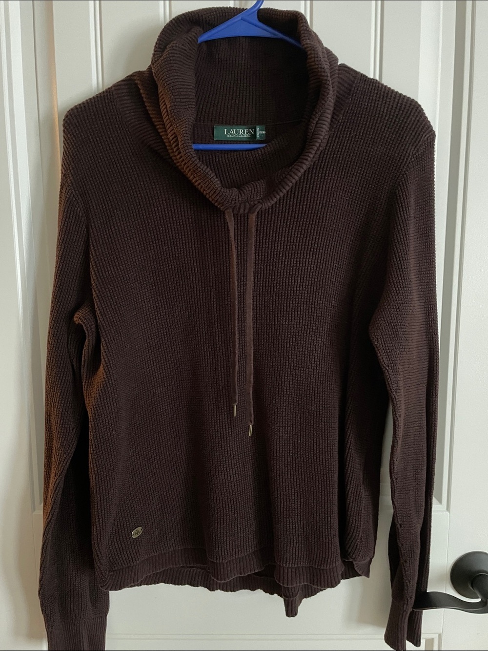 Lauren Ralph Lauren Brown Cowl Neck waffle knit sweater women’s large